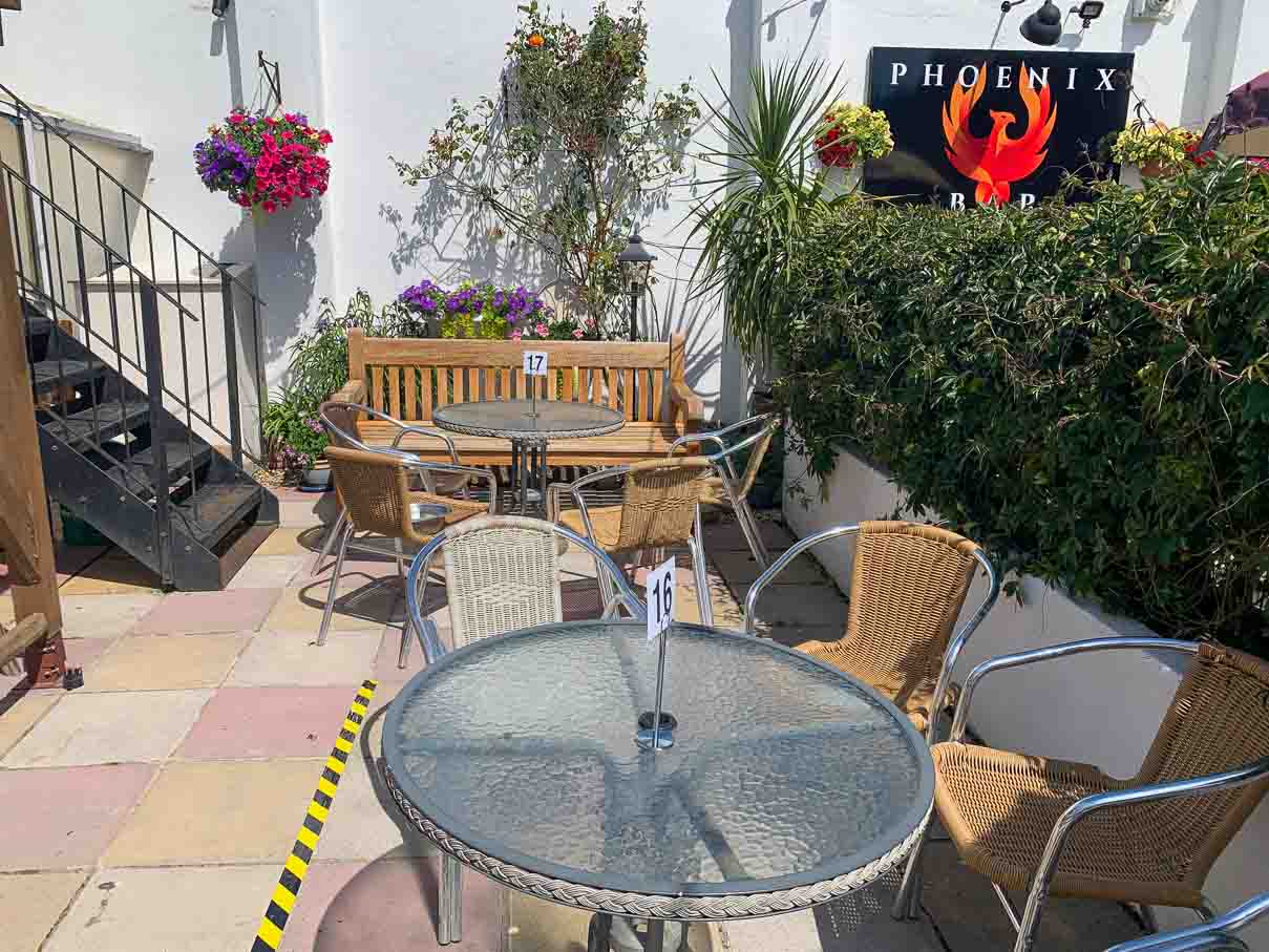 Seating in the beer garden